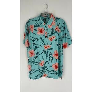 Bad Birdie Mens Short Sleeve Never Lei Up Performance Golf Polo Shirt Large New
